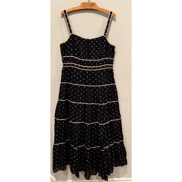 Ulla Johnson Clemente Abstract Print Tiered Cotton Midi Sundress Size 12 - Picture 12 of 13